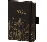 bsb 02-0357 Calendrier-livre V-book - A5, 1 semaine / 2 pages, similicuir, noir/or