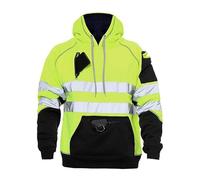 BSBAAA FASHIONS® Sweat à capuche haute visibilité avec bande réfléchissante pour le travail, chaud, haute visibilité, 3 poches zippées, grande taille S-5XL