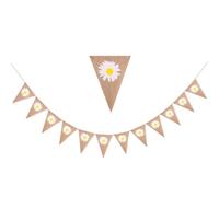 Bsbkoj Bannière fanion | Décorations Pour Fête En Lin Motif Marguerite | Guirlande de Banderoles en Tissu | Pour anniversaire fiançailles mariage noces maison jardin ole extérieur chambre