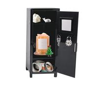 Bsbkoj Boîte de rangement en métal résistante aux rayures, mini organiseur de bureau de 18 cm avec porte sécurisée, cabinet en acier revêtu de poudre, rangement de bureau avec style vintage, boîte de