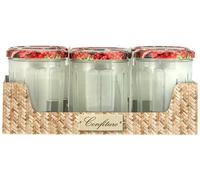 BSCA 519553 Set de 6 Confituriers/Couvercle Décore Verre 385 ml, Rouge,transparent