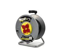 BSD Rallonge Électrique Tambour Métallique 25m avec 4 Prises 230V et Fusible Thermique - Idéale pour Maison, Jardin et Chantier
