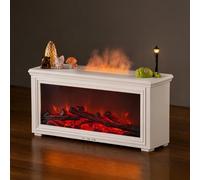Bsdgeclogy Diffuseur d'huiles essentielles, humidificateur d'arômes de flamme de cheminée, 280 ml avec mini décor de paysage, lumière 7 couleurs, minuterie pour chambre à coucher, bureau à domicile