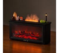 Bsdgeclogy Diffuseur d'huiles essentielles, humidificateur d'arômes de flamme de cheminée, 280 ml avec mini décor de paysage, lumière 7 couleurs, minuterie pour chambre à coucher, bureau à domicile