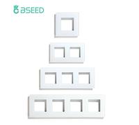 BSEED Cadre de prise murale en verre standard UE avec plaque métallique 86/157/228/299mm Blanc Noir Doré Triple cadre noir