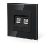 BSEED Double Boîte Réseau Individuelle CAT6 En Verre, Prise En Verre Griffes, Nouvelle Série E, 86mm Noir