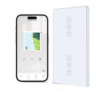 BSEED Double Interrupteur Volet Roulant Connecté WIFI,Smart WiFi Interrupteur Tactile de Rideau,Volet Roulant Connecté Compatible avec Alexa, Google Home et SmartLife,157 * 86mm Blanc