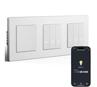 BSEED Double variateur Zigbee et interrupteur Zigbee 1 gang 1 voie, interrupteur intelligent réglable mural compatible avec Amazon Alexa et Google Home, matériau PC, 240V, Blanc
