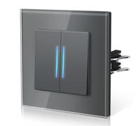 BSEED Interrupteur avec Cristal,Interrupteur Mural avec Griffes,Modern Interrupteur Avec Voyant Lumineux,Facile à Installer,E - Série,2 Gang 1 Voie,86mm Gris