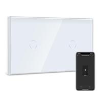 BSEED Interrupteur Connecté WiFi,Blanc Interrupteur Va et Vient sans Fil avec Écran Tactile,1 Gang 2 Voie+1 Gang 2 Voie,Compatible avec Alexa et Google Home(Ligne Neutre Requis)