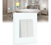 BSEED Interrupteur Mural,2 Gang 2 Voies Blanc 86 * 86mm,Interrupteur va et Vient Encastrable avec Cristal Cadre en Verre
