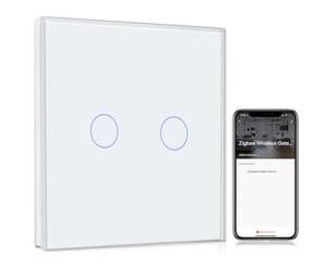 BSEED Interrupteur sans Fil Zigbee,2 Gang 1 Voie Interrupteur Connecté WiFi Blanc,Compatible avec Amazon Alexa et Google Home,Avec Contrôle à Distance et Fonction de Temps(NÉCESSITE TUYA HUB)