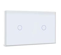 BSEED Interrupteur Tactile Sans Fil Blanc,1 Gang 1 Voie+1 Gang 1 Voie Commutateur de Lumière avec LED Affichage Light,Interrupteur Tactile avec Panneau en verre trempé 500W,240V