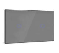BSEED Interrupteur Tactile Sans Fil Gris,1 Gang 1 Voie+1 Gang 1 Voie Commutateur de Lumière avec LED Affichage Light,Interrupteur Tactile avec Panneau en verre trempé 500W,240V