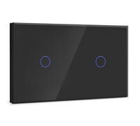 BSEED Interrupteur Tactile Sans Fil Noir,1 Gang 1 Voie+1 Gang 1 Voie Commutateur de Lumière avec LED Affichage Light,Interrupteur Tactile avec Panneau en verre trempé 500W,240V