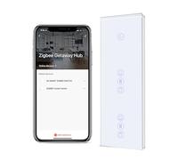 BSEED Interrupteur Volet Roulant Connecté ZIGBEE,1 Gang + Double Volet Roulant Connecté,Smart ZIGBEE Interrupteur Tactile de Rideau Compatible avec Alexa, Google Home et SmartLife,228 * 86mm Blanc