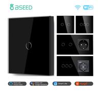 BSEED-Interrupteurs d'éclairage WiFi, interrupteur mural intelligent, 1 gang, 2 gangs, 3 gangs, 1 voie, 2 voies, 3 voies, 4 voies, capteur tactile, prise en charge normale, Tuya Smart Life 2 ports USB