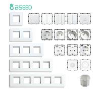 BSEED-Joli Mural à Bouton 1/2/3 lèvent, 1/2 Voies, Prises électriques, Fonction Tech, Cadre en Verre, Bricolage, Blanc Libre