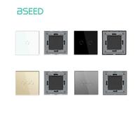 BSEED - panneau en verre cristal Standard ue, 86mm, pour interrupteurs tactiles, 1/2/3 boutons, avec cadre métallique, fonction interrupteur d'éclairage mural, pièce uniquement 2Gang Gray