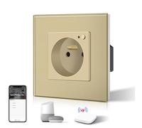 BSEED Prise Connectée Programmable, Zigbee Prise Electrique Intelligente Compatible avec Alexa/Google Home/Tuya APP, Prises de courant Zigbee(hub ZigBee nécessaire), 86mm, Or