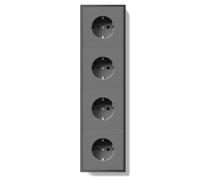 BSEED Prise multiple Schuko encastrée, prise murale 16 A avec cadre en PC, prise quadruple avec griffes, 4 prises girs