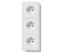 BSEED Prise multiple Schuko encastrée, prise murale 16 A avec cadre en PC, prise triple avec griffes, 3 entrées blanc