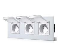 BSEED Prise Murale Etanche, Prise de Courant Encastrable En Verre, 16 Amp 240V Alternatif, Commutateur avec couvercle étanche Convient pour la salle de bains, la cuisine et l'extérieur, 228MM Blanc
