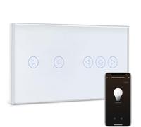 BSEED WiFi Interrupteur Connecté avec Variateur de Lumière Blanc,2 Gang Interrupteur Mural WiFi,Compatible avec Alexa et Google Home,Contrôle à Distance et Fonction de Temps(Ligne Neutre Requis)