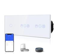 BSEED WIFI Interrupteur Tactile 1 Gang 1 Voie avec Double Interrupteur Intelligent Volet Roulant, contrôle à distance via application Smart Life/Tuya,compatible avec Alexa et Google Home, Blanc