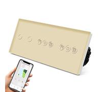 BSEED WIFI Interrupteur Tactile 2 Gang 1 Voie avec Double Interrupteur Intelligent Volet Roulant, contrôle à distance via application Smart Life/Tuya,compatible avec Alexa et Google Home, Or