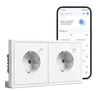 BSEED WIFI Prise Murale Intelligente,Installation Encastrée 2 Gang Blanc | Prise Intelligente avec Minuteur ; Compatible avec Alexa/Google ; Panneau Plastique ; Réseaux 2,4 GHz uniquement