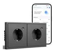 BSEED WIFI Prise Murale Intelligente,Installation Encastrée 2 Gang Gris | Prise Intelligente avec Minuteur ; Compatible avec Alexa/Google ; Panneau Plastique ; Réseaux 2,4 GHz uniquement