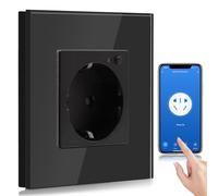 BSEED Wifi Smart Steckdose,arbeitet mit Amazon Alexa,Google Home,Timing-Funktion und APP-Steuerung,1 Fach Schuko Steckdose Schwarz,Unterputz Glas Intelligente Steckdose-auf NUR 2.4 GHz Netzwerk