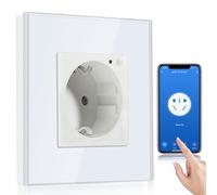 BSEED Wifi Smart Steckdose,arbeitet mit Amazon Alexa,Google Home,Timing-Funktion und APP-Steuerung,1 Fach Schuko Steckdose Weiß,Unterputz Glas Intelligente Steckdose-auf NUR 2.4 GHz Netzwerk