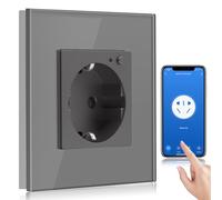 BSEED Wifi Smart Steckdose,arbeitet mit Amazon Alexa,Google Home,Timing-Funktion und APP-Steuerung,1 Fach Schuko Steckdose Grau,Unterputz Glas Intelligente Steckdose-auf NUR 2.4 GHz Netzwerk