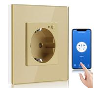 BSEED Wifi Smart Steckdose,arbeitet mit Amazon Alexa,Google Home,Timing-Funktion und APP-Steuerung,1 Fach Schuko Steckdose Gold,Unterputz Glas Intelligente Steckdose-auf NUR 2.4 GHz Netzwerk
