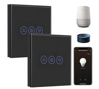 BSEED WiFi Variateur de Lumière,1 Gang 1 Voie Intelligent Interrupteur Noir,Compatible avec Amazon Alexa et Google Home,Interrupteur Connecté WiFi avec Écran Tactile(Ligne Neutre Requis)-2 Pack