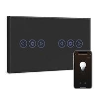 BSEED WiFi Variateur de Lumière Double,1 Gang 1 Voie Intelligent Interrupteur gradateur Noir,Compatible avec Alexa et Google Home,Interrupteur Connecté WiFi avec Écran Tactile(Ligne Neutre Requis)
