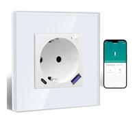 BSEED ZigBee Steckdose mit USB C 20W Schnellladegerät mit Verbrauchsmessung,WLAN Steckdose Unterputz für Alexa/Google Home,Smart Steckdose mit Strommessung 16A,1 Fach Weiß(Gateway Hub Bedarf)