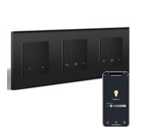 BSEEDLIFE Interrupteur intelligent avec variateur Zigbee, 2 fonctions*1+interrupteur variateur*2 Compatible avec Alexa/Google Home, Interrupteur mural encastré variable, Noir (nécessite un câble de
