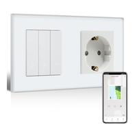 BSEEDLIFE Interrupteur intelligent WiFi pour volet roulant avec prise normale, prise Schuko + minuterie intelligente pour volets roulants, compatible avec Alexa/Google Home, interrupteur intelligent