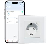 BSEEDLIFE Prise intelligente en verre Schuko Zigbee, 1 voie, 86 x 86 mm, montage encastré, contrôle par application, fonctionne avec Alexa/Google, blanc