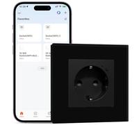 BSEEDLIFE Prise Intelligente WIFI en Cristal, 1 Gang 86 * 86mm, Prise Murale Encastrée Smart WIFI, Contrôle à Distance par Application, Compatible avec Alexa/Google, 2,4 GHz, Noir