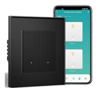 BSEEDLIFE Smart Interrupteur Intelligent Mural,Zigbee Interrupteur Encastré 2 Gang 86 * 86mm,Compatible avec Alexa et Google Home(via l'Application Tuya/Smart Life),Noir