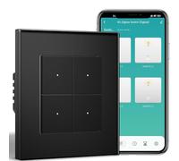 BSEEDLIFE Smart Interrupteur Intelligent Mural,Zigbee Interrupteur Encastré 4 Gang 86 * 86mm,Compatible avec Alexa et Google Home(via l'Application Tuya/Smart Life),Noir