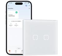 BSEEDLIFE Smart Tactile Interrupteur Mural,Zigbee Intelligent Interrupteur,2 Gang 1 Voie 86 * 86 mm,Montage Encastré,Compatible avec Alexa et Google Home(Via l'Application Tuya/Smart Life),Blanc