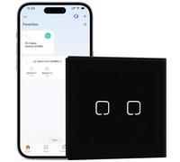 BSEEDLIFE Smart Tactile Interrupteur Mural,Zigbee Intelligent Interrupteur,2 Gang 1 Voie 86 * 86 mm,Montage Encastré,Compatible avec Alexa et Google Home(Via l'Application Tuya/Smart Life),Noir