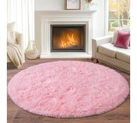 BSGIFT Grand Tapis Rond 200 cm, Tapis Poil Long Moelleux pour Chambre & Salon, Doux et Confortable | Idéal pour Grand Séjour, Coin Repos, Enfants, Décoration Moderne Antidérapante - Rose