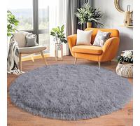 BSGIFT Grand Tapis Rond 200 cm, Tapis Poil Long Moelleux pour Chambre & Salon, Doux et Confortable | Idéal pour Grand Séjour, Coin Repos, Enfants, Décoration Moderne Antidérapante - Gris foncé