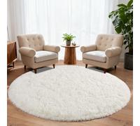 BSGIFT Grand Tapis Rond 200 cm, Tapis Poil Long Moelleux pour Chambre & Salon, Doux et Confortable | Idéal pour Grand Séjour, Coin Repos, Enfants, Décoration Moderne Antidérapante - Crème